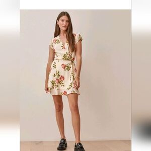 Reformation Radley Short Mini Wrap Dress in the Jolie floral print. 